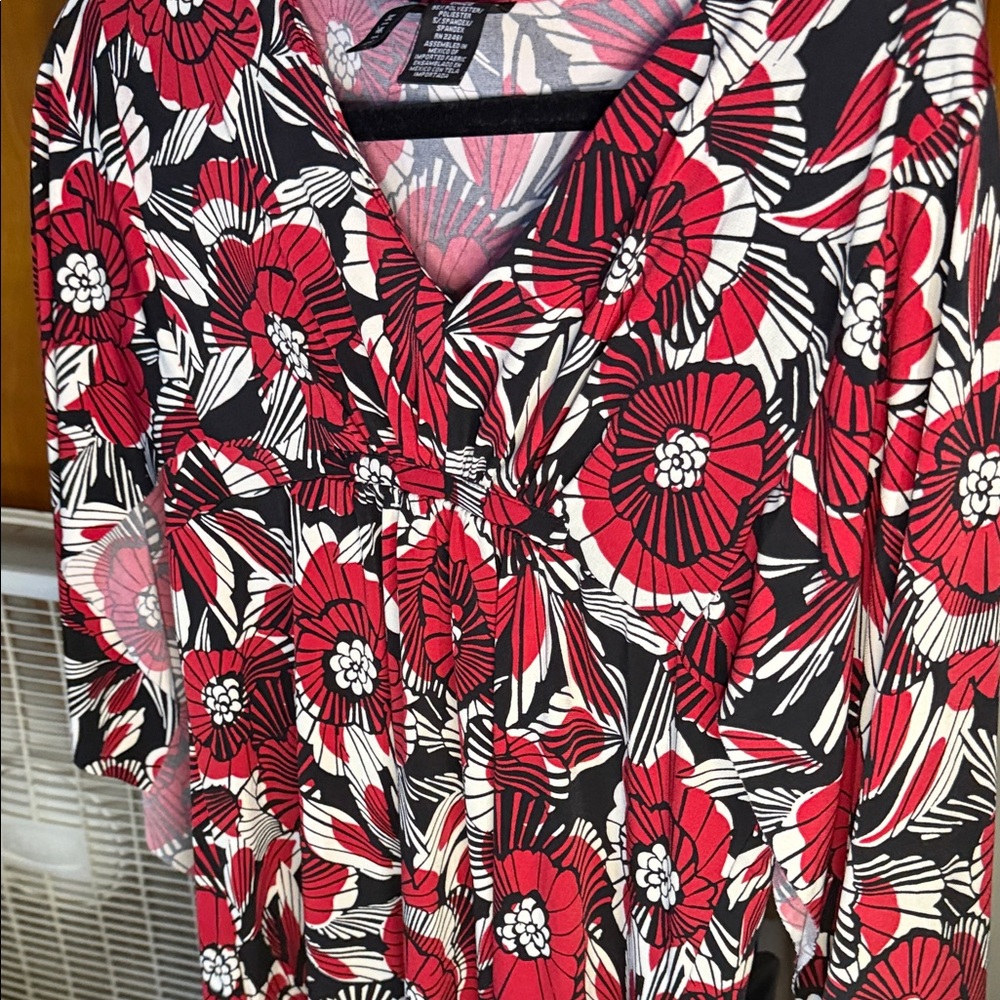 Mixit Red and Black Floral Blouse